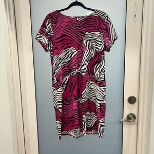 Jude Connally Pink and Black Zebra Print Dress
